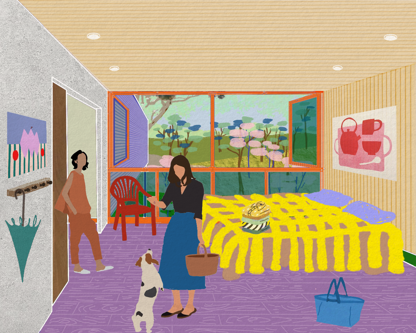 Hornsby Heights House guest room drawing.
